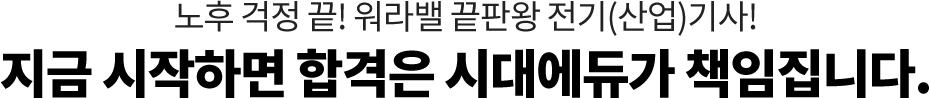 노후 걱정 끝! 워라밸 끝판왕 전기(산업)기사! 지금 시작하면 합격은 시대에듀가 책임집니다.